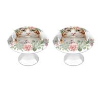 Jubonexis Pomelli rotondi per cassetti ad acquerello con corone floreali, con viti, 2 pezzi, pomelli per cassettiera, decorazione per armadio, casa, ufficio, cucina