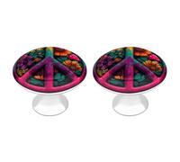 Jubonexis Pomelli rotondi per cassetti e armadietti con segno della pace, con viti, 2 pezzi, pomelli per cassettiera, decorazione per armadio, armadio, casa, ufficio, cucina