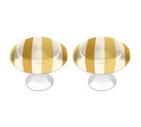 Jubonexis Pomelli rotondi vintage a righe gialle e crema per cassetti e armadietti, con viti, 2 pezzi, pomelli per cassetti e comò, decorazione per armadio, casa, ufficio, cucina