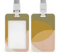 Jubonexis Porta badge con forme geometriche astratte della metà del secolo, colore verde oliva, clip retrattile, porta carte di credito, nome, badge per lavoro, ufficio, dottore, infermiere