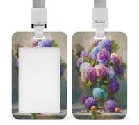 Jubonexis Porta badge identificativo a forma di ortensia, retrattile, con clip, per proteggere il nome, per lavoro, ufficio, dottore, infermiere