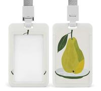 Jubonexis Porta badge identificativo a forma di pera verde su piastra, retrattile, con clip per carte di credito, nome, badge per lavoro, ufficio, dottore, infermiere