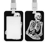 Jubonexis Porta badge identificativo con scheletro felice, clip retrattile, protezione per nome, targhetta per nome, per lavoro, ufficio, dottore, infermiera