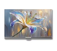 Jubonexis Porta biglietti da visita con motivo floreale astratto, tascabile, sottile, in metallo, per donne e uomini