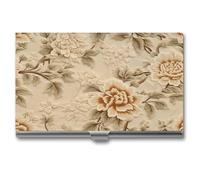 Jubonexis Porta biglietti da visita con motivo floreale in verde salvia tenue, tascabile, sottile, in metallo, per donne e uomini