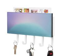 Jubonexis Portachiavi astratto sfumato da blu a lavanda pastello per organizer da parete per posta da parete con 5 ganci portachiavi in acrilico per casa ufficio ingresso