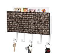 Jubonexis Portachiavi in tessuto marrone con texture in moquette per organizer da parete con 5 ganci portachiavi in acrilico per ingresso di casa ufficio
