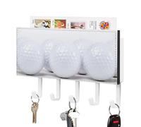 Jubonexis Portachiavi sportivo minimalista per palline da golf, organizer per posta da parete, con 5 ganci, in acrilico, per casa, ufficio, ingresso