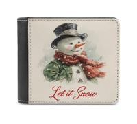 Jubonexis Portafoglio a due ante vintage con pupazzo di neve natalizio Let It Snow, in morbida pelle PU, portamonete, porta carte di credito, sottile, per uomini e donne