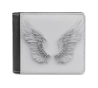 Jubonexis Portafoglio bifold con due ali d'angelo, semplice e morbida, in pelle PU, portamonete, porta carte di credito, sottile, per uomini e donne