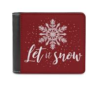 Jubonexis Portafoglio bifold con fiocco di neve su rosso Let It Snow, in morbida pelle PU, portamonete, porta carte di credito, sottile, per uomini e donne