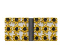 Jubonexis Portafoglio bifold con margherite gialle con centro nero in morbida pelle PU, portamonete e pass di credito, porta carte di credito sottile, per uomini e donne