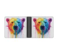 Jubonexis Portafoglio bifold in morbida pelle ecologica in poliuretano con volto di orso polare, portamonete, porta carte di credito, porta carte di credito sottile, per uomini e donne