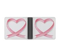 Jubonexis Portafoglio bifold in morbida pelle PU a forma di cuore con nastro rosa pastello, portamonete, porta carte di credito, portafoglio sottile per uomini e donne