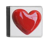 Jubonexis Portafoglio bifold in morbida pelle PU a forma di cuore in plastica rossa, portamonete e carte di credito, porta carte di credito sottile, per uomini e donne