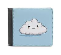 Jubonexis Portafoglio bifold in morbida pelle PU a forma di nuvola bianca, portamonete, porta carte di credito, sottile, per uomini e donne
