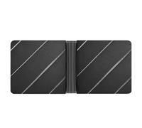 Jubonexis Portafoglio bifold in morbida pelle PU a righe diagonali argentate su grigio, minimalista, portamonete, porta carte di credito, sottile, per uomini e donne