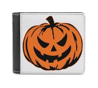 Jubonexis Portafoglio bifold in morbida pelle PU a tema Halloween Jack-o'-Lantern Pumpkin, portamonete porta carte di credito, portafoglio sottile resistente per uomini e donne