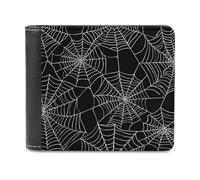 Jubonexis Portafoglio bifold in morbida pelle PU bianca con ragnatela bianca, portamonete, porta carte di credito, sottile, per uomini e donne