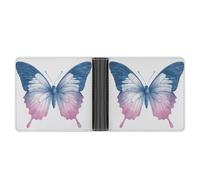 Jubonexis Portafoglio bifold in morbida pelle PU blu rosa con ali argentate, portamonete e carte di credito, porta carte di credito sottile, per uomini e donne
