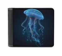 Jubonexis Portafoglio bifold in morbida pelle PU blu verde medusa con tentacoli, portamonete e carte di credito, porta carte di credito sottile, per uomini e donne