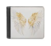 Jubonexis Portafoglio bifold in morbida pelle PU con ali angeliche acquerello, portamonete, porta carte di credito, portafoglio sottile per uomini e donne