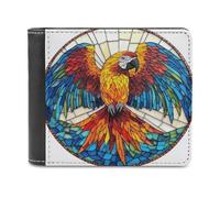 Jubonexis Portafoglio bifold in morbida pelle PU con ali in vetro colorato, portamonete, porta carte di credito, sottile, per uomini e donne