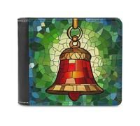 Jubonexis Portafoglio bifold in morbida pelle PU con campanella di Natale, portamonete e carte di credito, porta carte di credito sottile, per uomini e donne