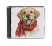 Jubonexis Portafoglio bifold in morbida pelle PU con cucciolo di Golden Retriever acquerello, portamonete, porta carte di credito, portafoglio sottile per uomini e donne