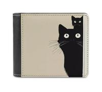 Jubonexis Portafoglio bifold in morbida pelle PU con due gatti neri che sbirciano silhouette, portamonete e carte di credito, portafoglio sottile per uomini e donne
