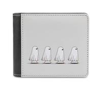 Jubonexis Portafoglio bifold in morbida pelle PU con fantasmi dei cartoni animati che camminano in una linea, portamonete e carte di credito, porta carte di credito sottile, per uomini e donne