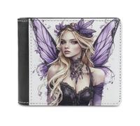 Jubonexis Portafoglio bifold in morbida pelle PU con fata bionda con ali viola, portamonete e carte di credito, porta carte di credito sottile, per uomini e donne