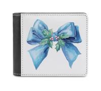 Jubonexis Portafoglio bifold in morbida pelle PU con fiocco a tema costiero blu navy, portamonete e carte di credito, portafoglio sottile resistente per uomini e donne