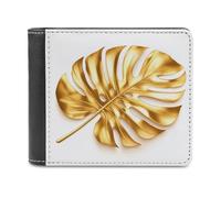 Jubonexis Portafoglio bifold in morbida pelle PU con foglia di palma dorata, portamonete e carte di credito, porta carte di credito sottile, per uomini e donne