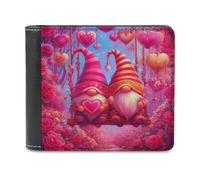 Jubonexis Portafoglio bifold in morbida pelle PU con gnomi di San Valentino, portamonete e carte di credito, porta carte di credito sottile, per uomini e donne