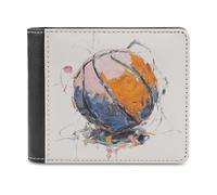 Jubonexis Portafoglio bifold in morbida pelle PU con graffiti da basket, portamonete e carte di credito, porta carte di credito sottile, per uomini e donne