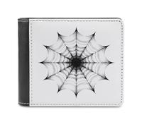 Jubonexis Portafoglio bifold in morbida pelle PU con linee ragnatele bianche e nere gotiche, portamonete, porta carte di credito, portafoglio sottile per uomini e donne