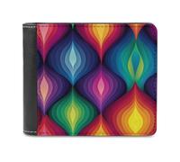 Jubonexis Portafoglio bifold in morbida pelle PU con motivo geometrico a goccia arcobaleno, portamonete, porta carte di credito, sottile, per uomini e donne