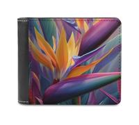 Jubonexis Portafoglio bifold in morbida pelle PU con motivo uccello del paradiso, portamonete e carte di credito, porta carte di credito sottile, per uomini e donne