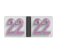 Jubonexis Portafoglio bifold in morbida pelle PU con numero 22, rosa fluo, argento, diamante, portamonete, porta carte di credito, sottile, per uomini e donne