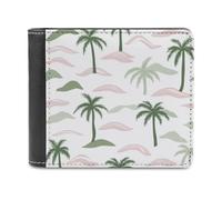 Jubonexis Portafoglio bifold in morbida pelle PU con palme e piccole isole, portamonete, porta carte di credito, portafoglio sottile per uomini e donne