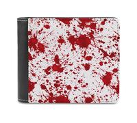 Jubonexis Portafoglio bifold in morbida pelle PU con schizzi di sangue, portamonete e carte di credito, porta carte di credito sottile, per uomini e donne