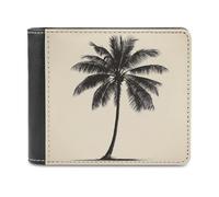 Jubonexis Portafoglio bifold in morbida pelle PU con silhouette di palma nera, portamonete e carte di credito, porta carte di credito sottile, per uomini e donne