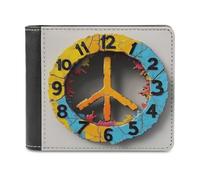 Jubonexis Portafoglio bifold in morbida pelle PU con simbolo della pace, portamonete e carte di credito, porta carte di credito sottile, per uomini e donne