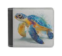 Jubonexis Portafoglio bifold in morbida pelle PU con tartaruga marina, portamonete, porta carte di credito, portafoglio sottile per uomini e donne