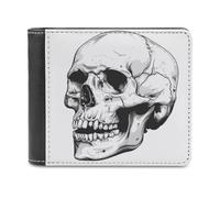 Jubonexis Portafoglio bifold in morbida pelle PU con teschio umano, portamonete e carte di credito, porta carte di credito sottile, per uomini e donne