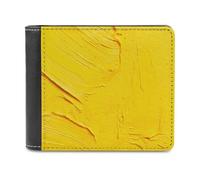 Jubonexis Portafoglio bifold in morbida pelle PU con texture a olio giallo, portamonete, porta carte di credito, portafoglio sottile resistente per riporre denaro da uomo e donna