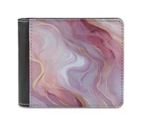 Jubonexis Portafoglio bifold in morbida pelle PU con texture in marmo rosa pastello con vortici, portamonete e pass di credito, porta carte di credito sottile, per uomini e donne