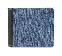 Jubonexis Portafoglio bifold in morbida pelle PU con texture in tessuto denim, portamonete e carte di credito, portafoglio sottile resistente per riporre denaro da uomo e donna