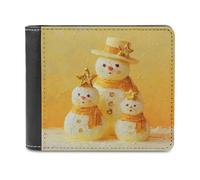 Jubonexis Portafoglio bifold in morbida pelle PU con tre pupazzo di neve con stelle gialle, portamonete e carte di credito, porta carte di credito sottile, per uomini e donne